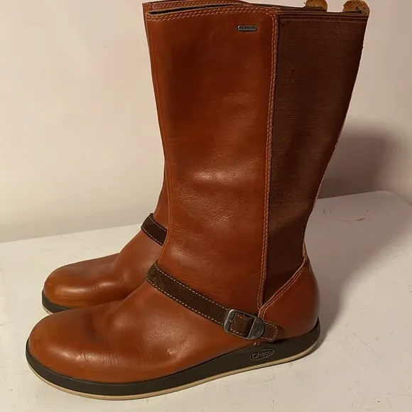 Chaco Mara Waterproof Boots Riding Leather Brown Tall