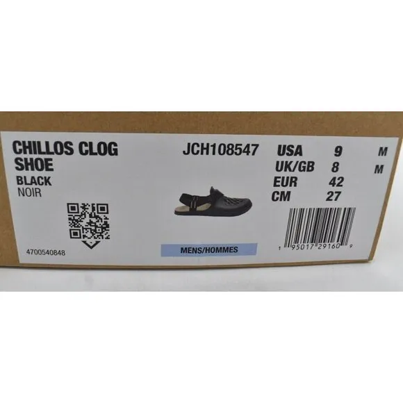 Chaco Mens Size 9 Chillos Black Clogs Shoes