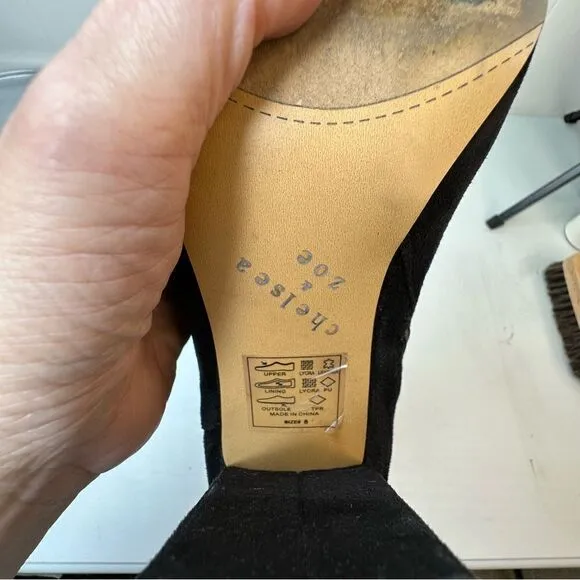 CHELSEA &amp; ZOE Black Mid High Heeled Boots Size 8