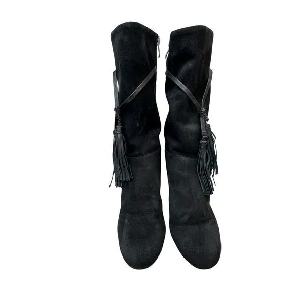 CHELSEA &amp; ZOE Black Mid High Heeled Boots Size 8