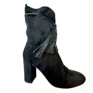CHELSEA &amp; ZOE Black Mid High Heeled Boots Size 8