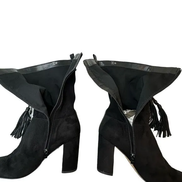 CHELSEA &amp; ZOE Black Mid High Heeled Boots Size 8