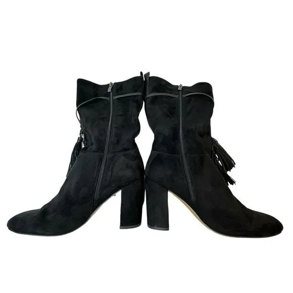 CHELSEA &amp; ZOE Black Mid High Heeled Boots Size 8