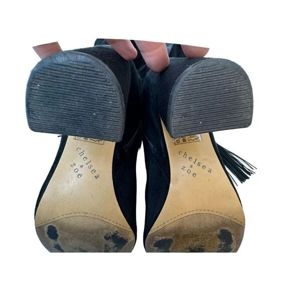 CHELSEA &amp; ZOE Black Mid High Heeled Boots Size 8