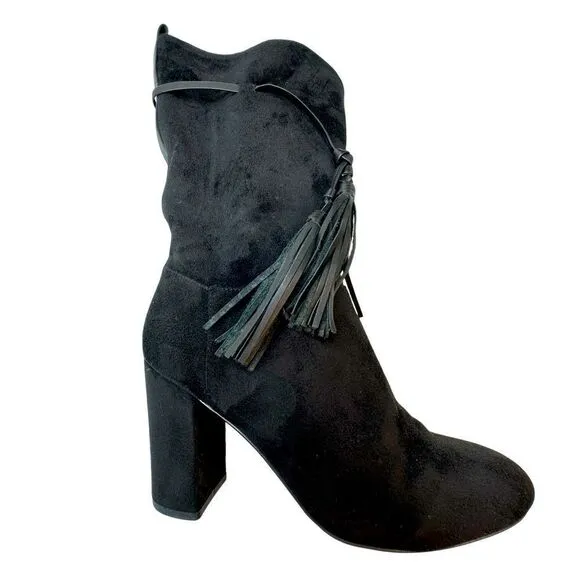 CHELSEA &amp; ZOE Black Mid High Heeled Boots Size 8