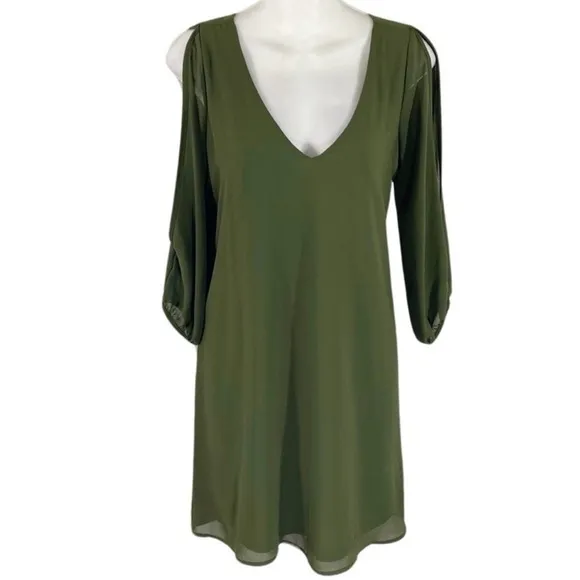 Chic Cold Shoulder Dress Yoins Shifting Dear Olive Green Long Sleeve Size Medium