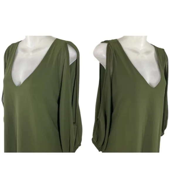 Chic Cold Shoulder Dress Yoins Shifting Dear Olive Green Long Sleeve Size Medium