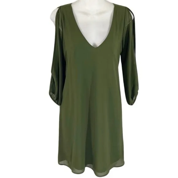 Chic Cold Shoulder Dress Yoins Shifting Dear Olive Green Long Sleeve Size Medium
