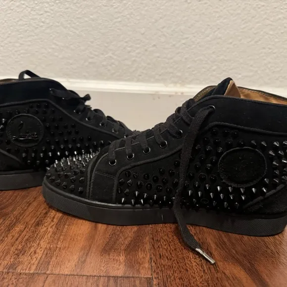 Christian Louboutin Black Studded High-Top Sneakers