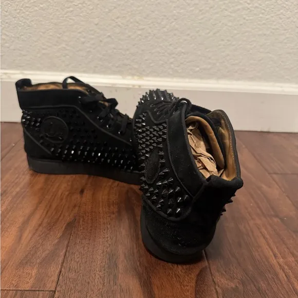 Christian Louboutin Black Studded High-Top Sneakers