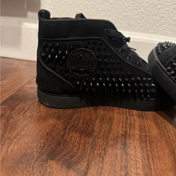 Christian Louboutin Black Studded High-Top Sneakers