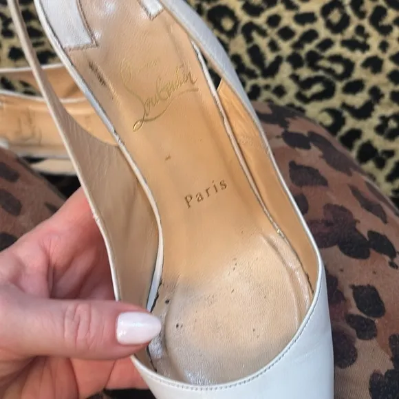 Christian Louboutin white mules guaranteed authentic
