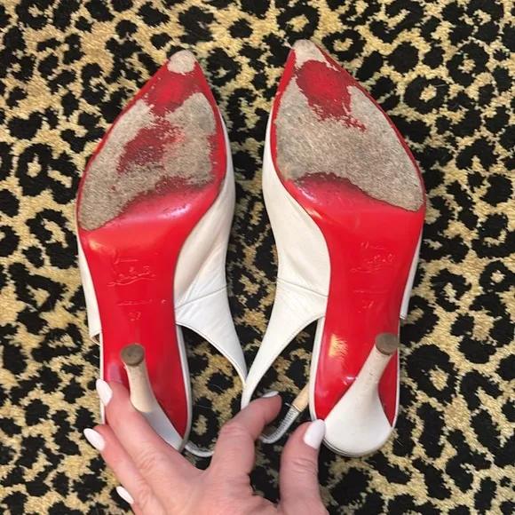Christian Louboutin white mules guaranteed authentic