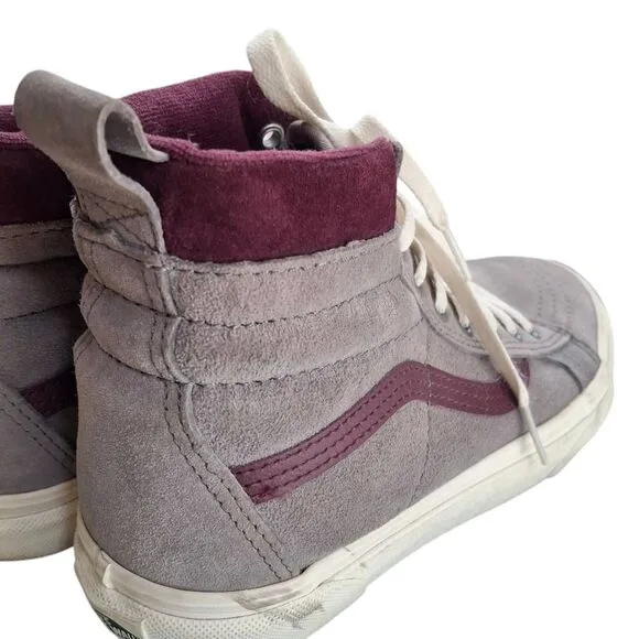Classic Vans Hi-Top Skate Shoes Grey and Purple Women's size 7.5