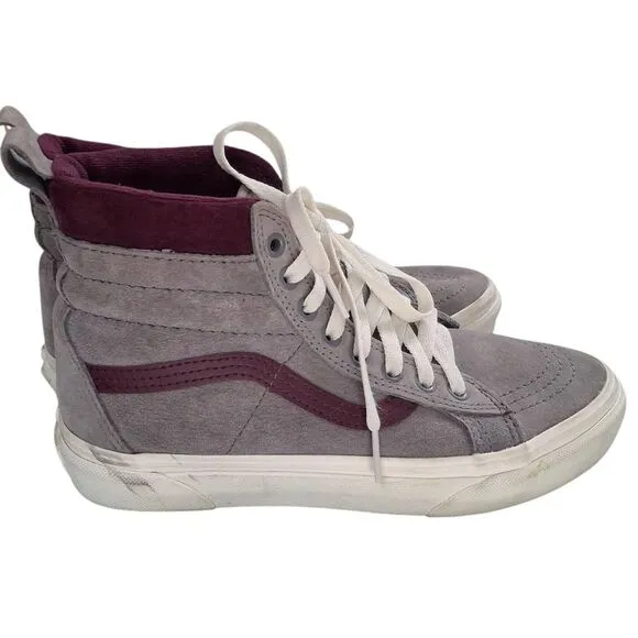 Classic Vans Hi-Top Skate Shoes Grey and Purple Women's size 7.5