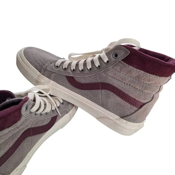 Classic Vans Hi-Top Skate Shoes Grey and Purple Women's size 7.5
