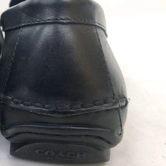 Coach Mens Black Leather Round Toe Low Top Slip On Loafer Shoes Size 10.5
