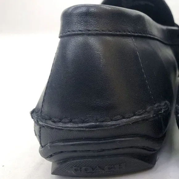 Coach Mens Black Leather Round Toe Low Top Slip On Loafer Shoes Size 10.5