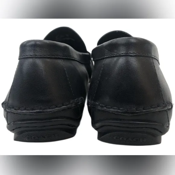 Coach Mens Black Leather Round Toe Low Top Slip On Loafer Shoes Size 10.5