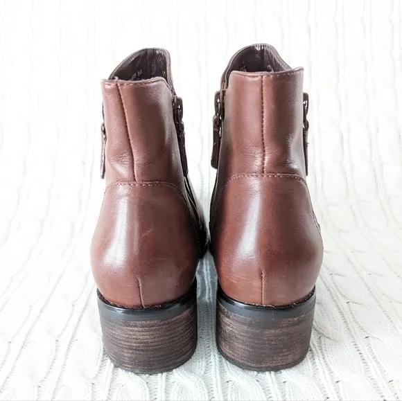 Cole Haan Lyla Leather Ankle Boots 8.5 Brown Waterproof