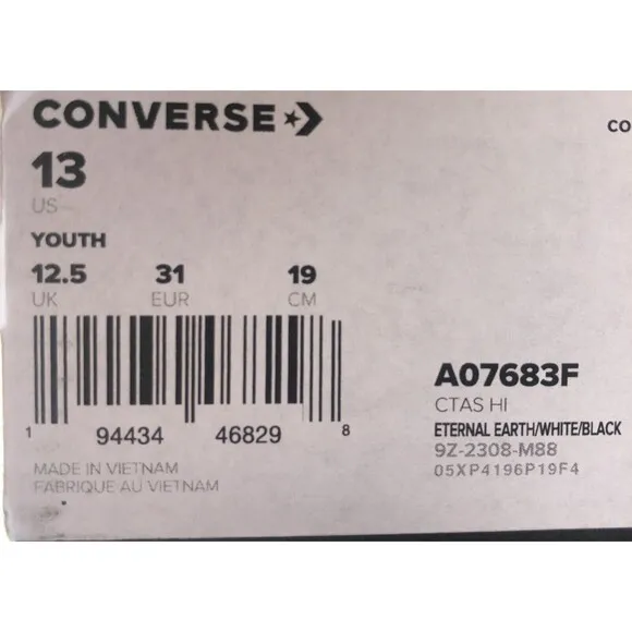 Converse All Star High Tops Eternal Earth Brown Youth Size 13 - 19 CM
