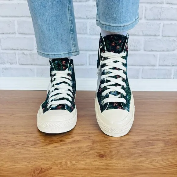 ⭐Converse Chuck 70 Floral Tapestry Hi Size 8.5 Womens Shoes Black Floral A11990C