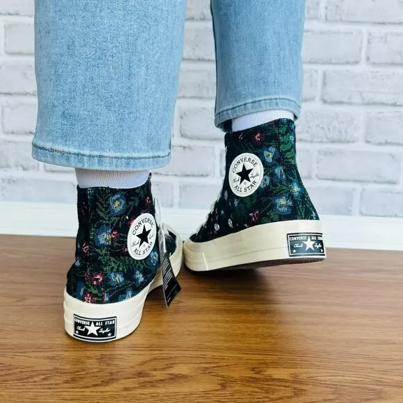 ⭐Converse Chuck 70 Floral Tapestry Hi Size 8.5 Womens Shoes Black Floral A11990C