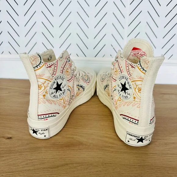 ⭐Converse Chuck 70 Plus Hi Sz 6 Mens Shoes Beige Floral Paisley Sneakers A08172C
