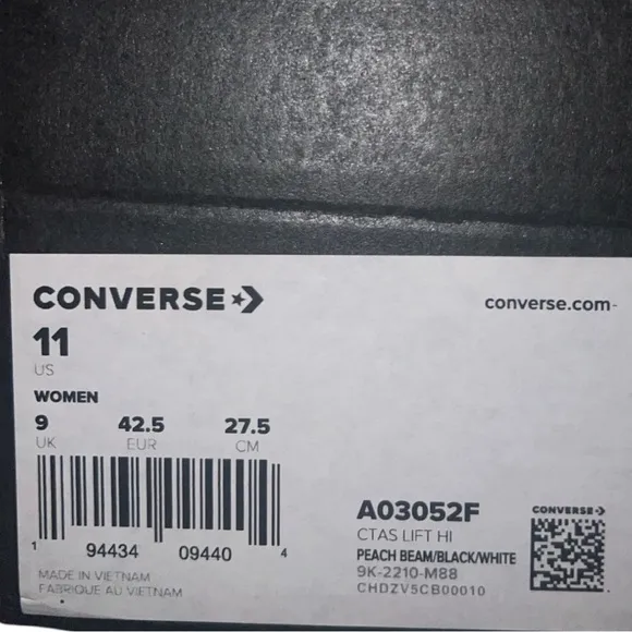 Converse Chuck Taylor All Star High Top Platform Sneaker/Shoe | Peach | NEW/NIB