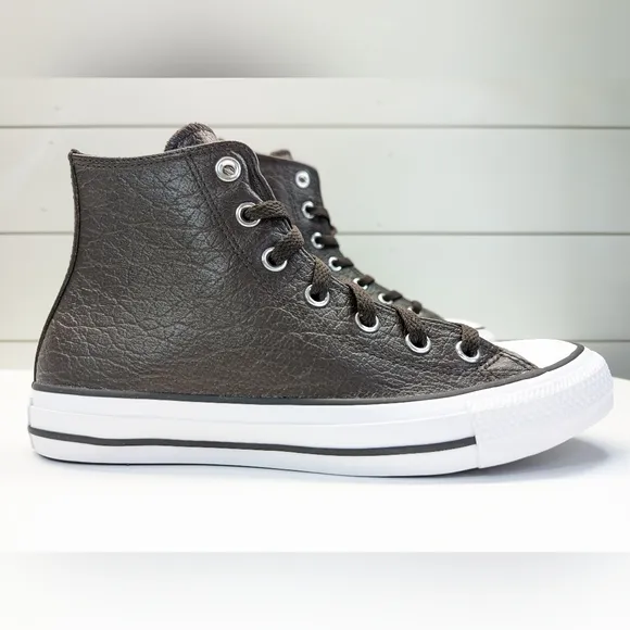 Converse Chuck Taylor All Star Tumbled Hi Velvet Brown Leather shoes Men's 10