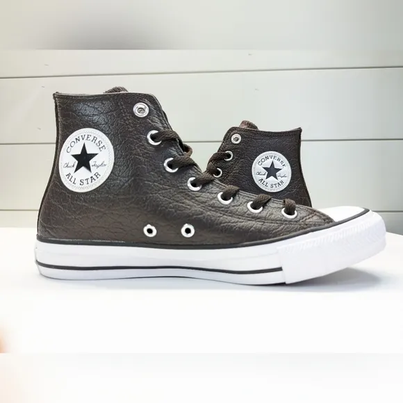 Converse Chuck Taylor All Star Tumbled Hi Velvet Brown Leather shoes Men's 10