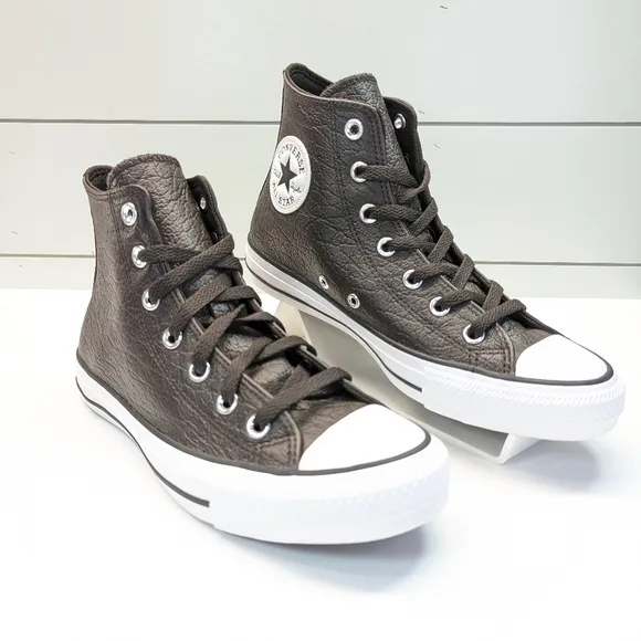Converse Chuck Taylor All Star Tumbled Hi Velvet Brown Leather shoes Men's 10