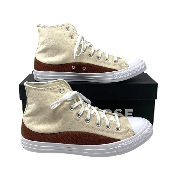 Converse Chuck Taylor High Top Men's Shoes Beige Canvas Leather Skate A02782F