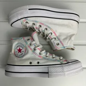 Converse Chuck Taylor High Top Platform Shoes With Pastel Stitching Size 9