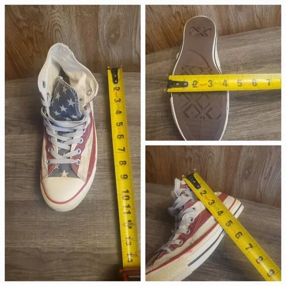 Converse Chuck Taylor High Top USA Flag Distressed Shoes Womens 9.5 Mens 7.5