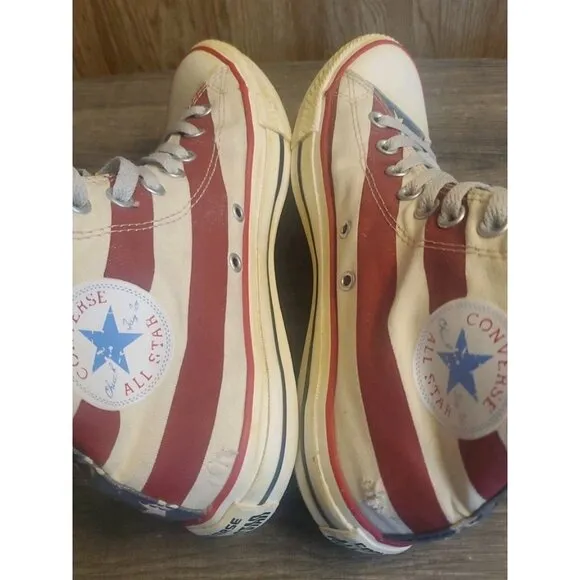 Converse Chuck Taylor High Top USA Flag Distressed Shoes Womens 9.5 Mens 7.5