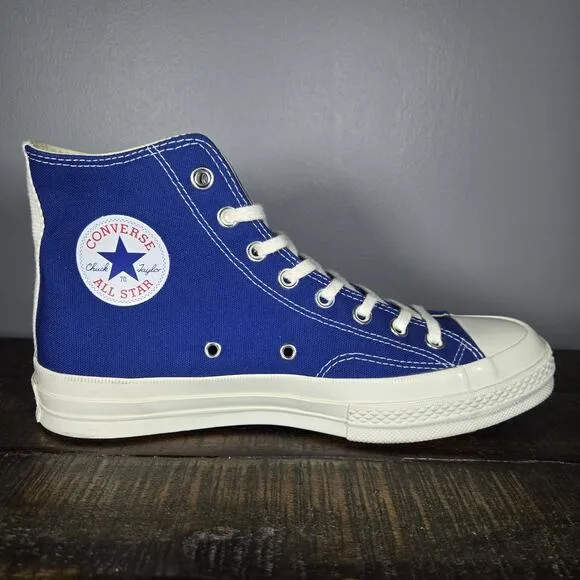 Converse Comme De Garcons Play Mens Size 8.5 High Top Shoes 171846C Blue White