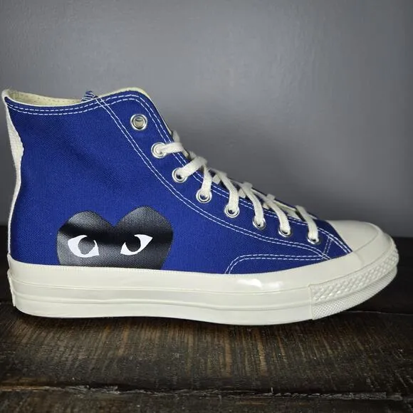 Converse Comme De Garcons Play Mens Size 8.5 High Top Shoes 171846C Blue White