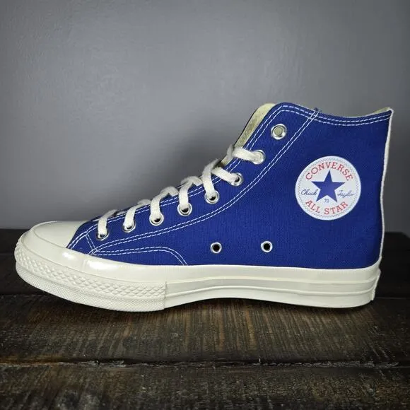 Converse Comme De Garcons Play Mens Size 8.5 High Top Shoes 171846C Blue White