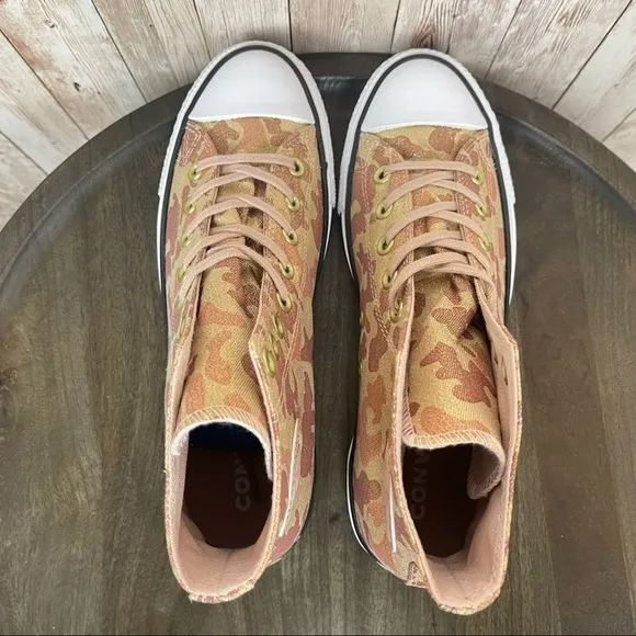 Converse CTAS Hi Particle Beige/Cameo Brown Glitter Sneaker Size 7 Women
