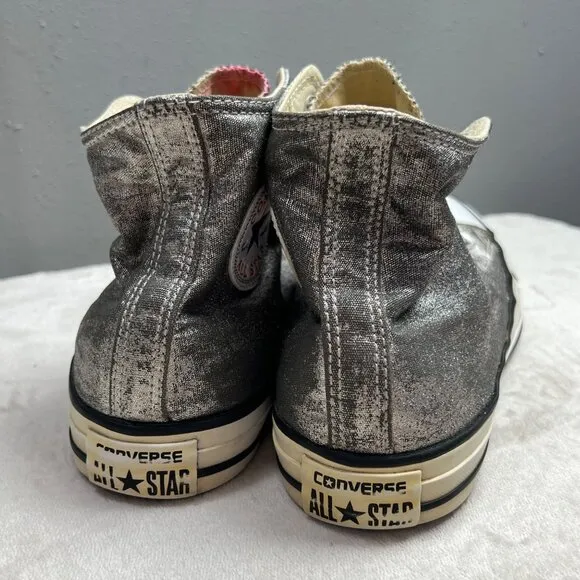 Converse Hi Top Sneakers size 10 Women 8 Men Metallic Silver Chuck Taylor Shoes