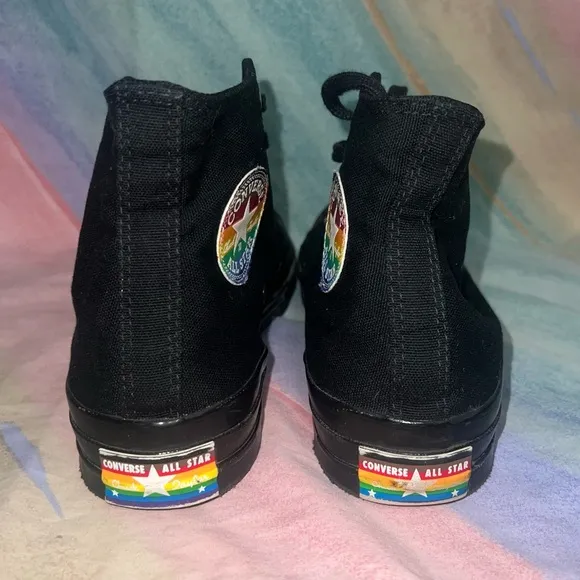 Converse high top rainbow sneakers women’s size 9 shoes black