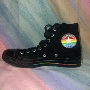 Converse high top rainbow sneakers women’s size 9 shoes black