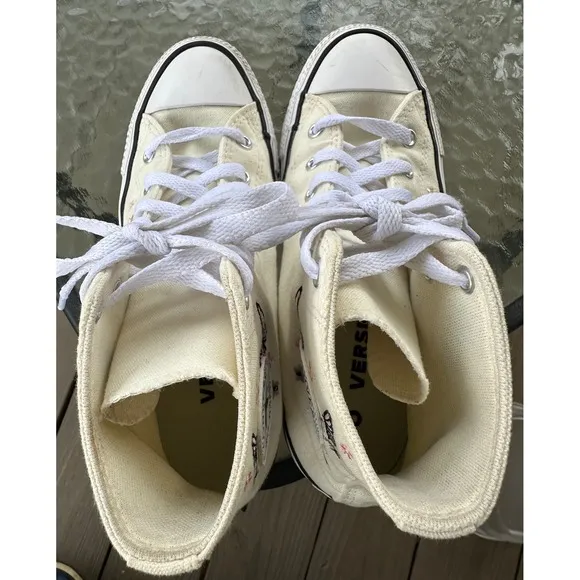 Converse High Top Sneakers Butterfly Embroidered Kids Shoes