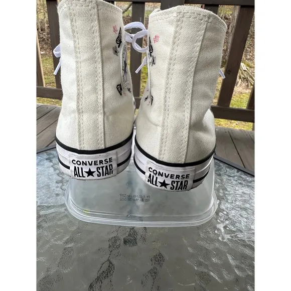 Converse High Top Sneakers Butterfly Embroidered Kids Shoes
