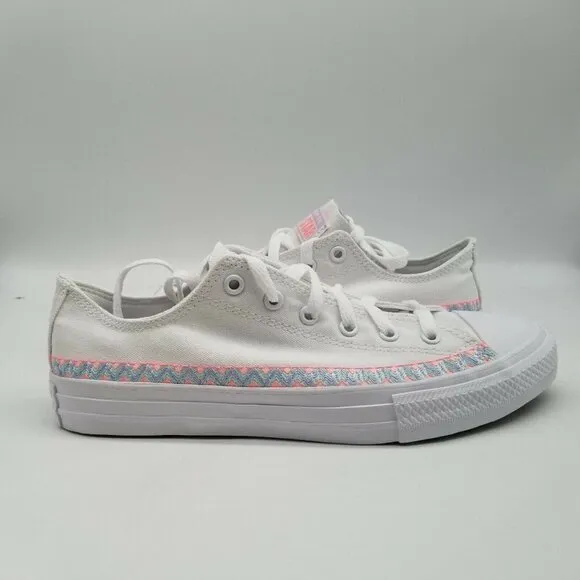 Converse Juniors CTAS Low GS Friendship Bracelet White Shoes Size 6