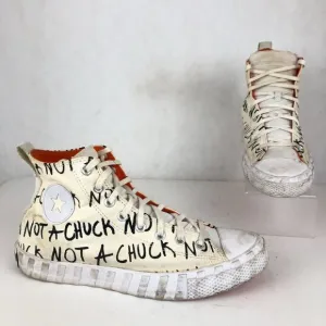 Converse Men's Size 10.5 Egret UNT1TL3D Hi Beige Black Graphic High Top Sneakers