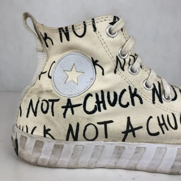Converse Men's Size 10.5 Egret UNT1TL3D Hi Beige Black Graphic High Top Sneakers