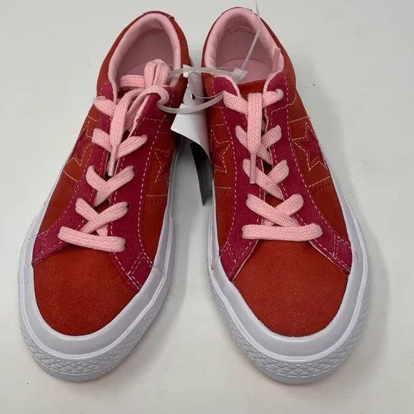 Converse One Star Enamel Red &amp; Pink Pop Suede Shoe