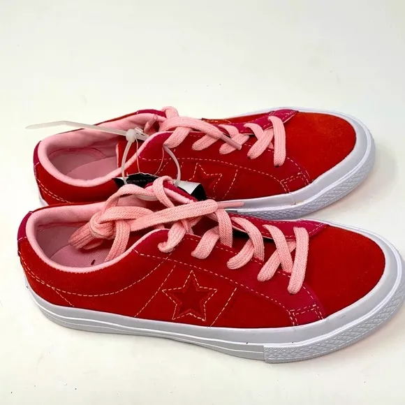 Converse One Star Enamel Red &amp; Pink Pop Suede Shoe